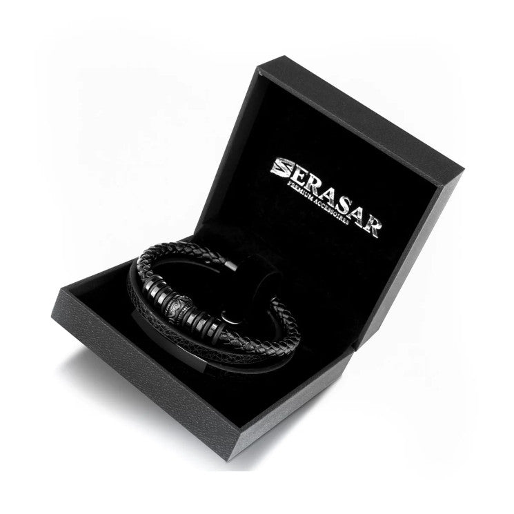 Leather Bracelet "Shine" Black