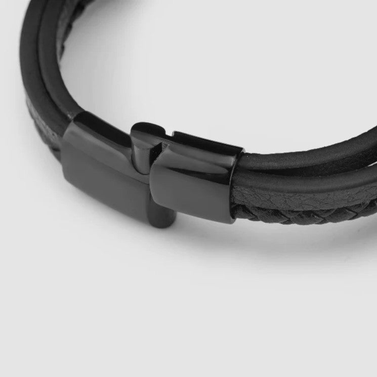 Leather Bracelet "Shine" Black